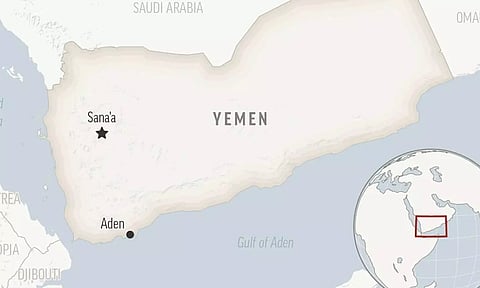 This is a locator map for Yemen with its capital, Sanaa (AP)