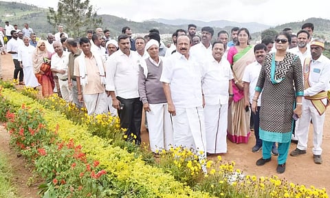 Agriculture Minister MRK Panneerselvam and Tourism Minister K Ramachandran inagurates John Sullivan Park at Kannerimukku near Kotagiri