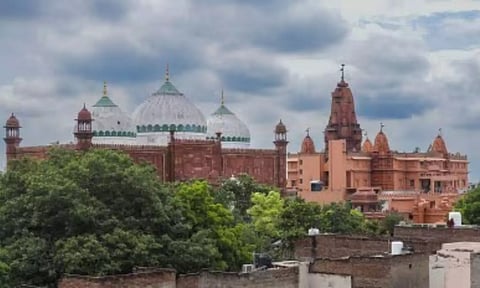 A view of Sri Krishna temple and Shahi Idgah mosque, in Mathura (PTI)