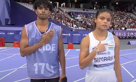  Indian sprinter Simran on the right (Social media)