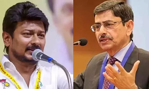 (L-R) Minister Udhaynanidhi Stalin, Governor RN Ravi 