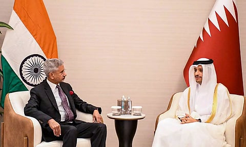 External Affairs Minister S Jaishankar and Oman Foreign Minister Badr bin Hamad Al Busaidi during a meeting (PTI)