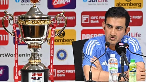  India head coach Gautam Gambhir speaks to the media ahead of the first Test in Chennai