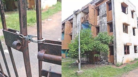 The locked premises that was once residences of BSNL employees
