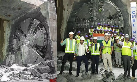 Chennai Metro Rail phase-2 construction works at Greenways station to Adyar junction (X)