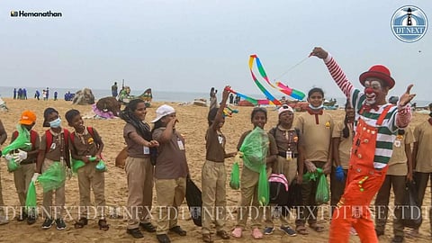 Indian Coast Guard organized a beach cleanup drive at Marina Beach in Chennai