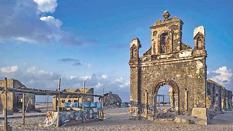 The dilapidated Roman catholic church at Dhanushkodi