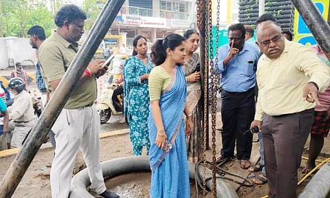 Chennai Mayor R Priya inspects rainwater drainage work at Perambur High Road subway