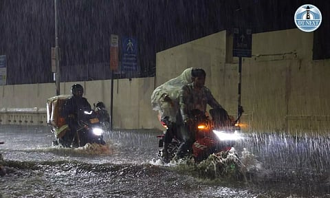 Late-night rain resulted in significant flooding on Poonamalle High Road