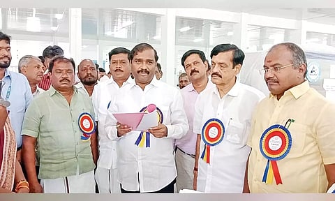 Assembly Assurance Committee head Velmurugan during inspection of projects in Tiruchy