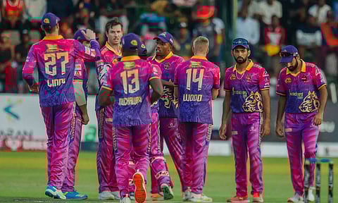 Jo’Burg Bangla Tigers celebrates after a wicket 