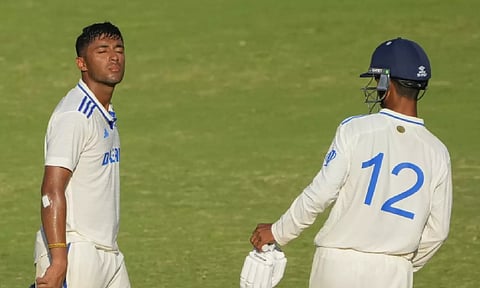  India's Nikhil Kumar and Aditya Singh after India U-19 won the 1st unofficial Test against Australia