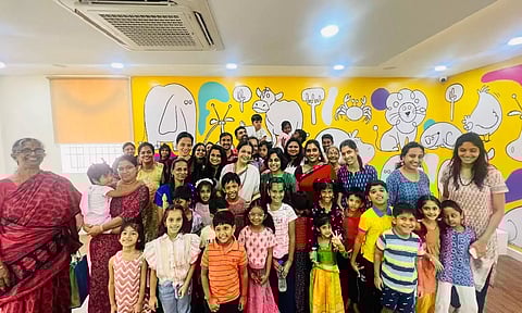 Janaki Sabesh with the kids from last year’s Navarathiri celebration of Lil Trails
