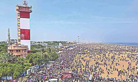 View of the Marina Beach during the air show 