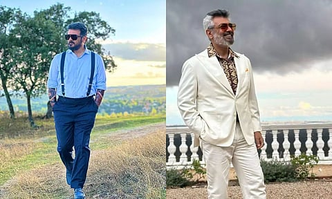 Actor Ajith Kumar from the sets of Good Bad Ugly with two different looks (Instagram)