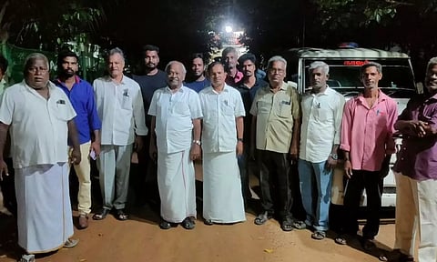 Arrested CITU leaders outside Vellore prison after being released