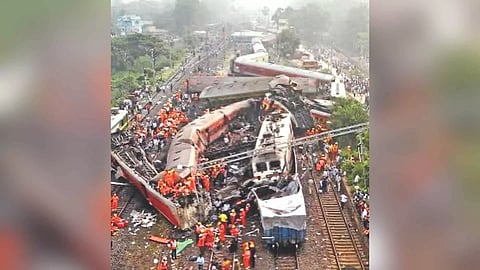 Mangled remains of the trains in Kavarapettai