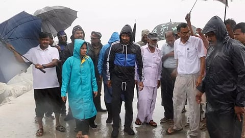 Deputy Chief Minister Udhayanidhi Stalin during his inspection near Chennai Napier bridge (Photo: X-@Udhaystalin)