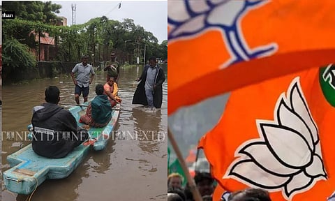 Chennai Rains: BJP Flag