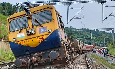Derailed coaches of the Agartala-Mumbai Lokmanya Tilak Express train are seen after the accident, in Dima Hasao district of Assam (PTI)