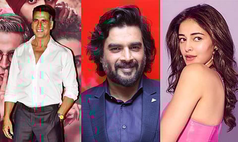 Akshay Kumar, R Madhavan, Ananya Panday (L to R)