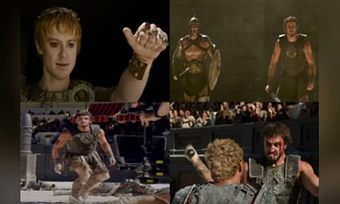 BTS still from Gladiator II