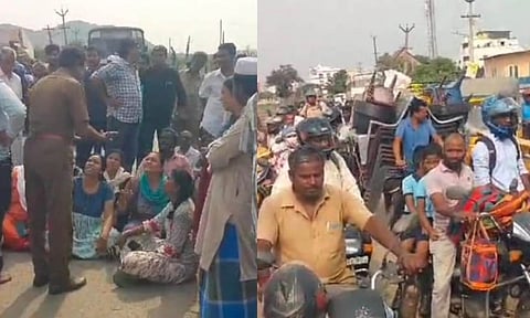 Public protest over repair works disrupts traffic on Tambaram Dharga Road