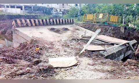 The damaged bridge in Tambaram