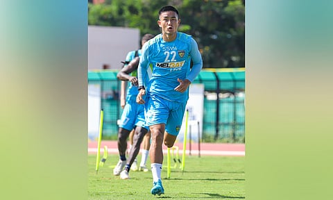 Lalrinliana Hnamte during a Chennaiyin FC training session 