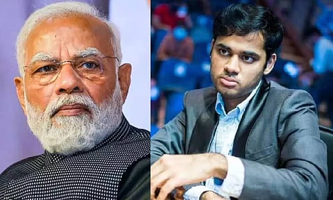 Prime Minister Narendra Modi; Arjun Erigaisi 