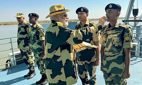 Prime Minister Narendra Modi during the Diwali celebration with Jawans