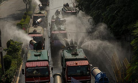 Anti-smog guns being used to sprinkle water amid air pollution, in New Delhi (PTI)