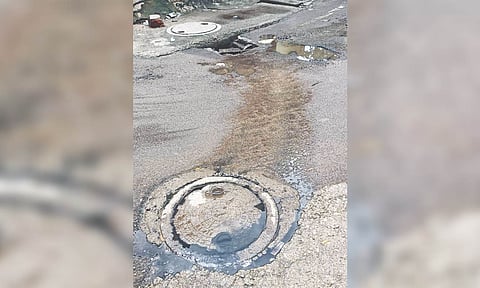 The overflowing drainage on the 11th Cross Street of Poompuhar Nagar in Kolathur