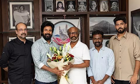 Sivakarthikeyan and Amaran movie team with Superstar Rajinikanth