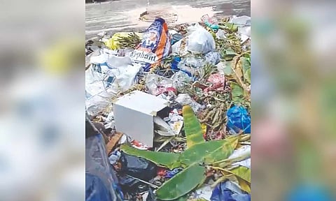 Garbage piles up on Ekambareswarer Aghragaram Street