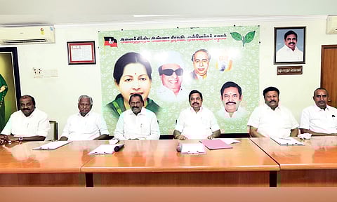 Edappadi Palaniswami at the party’s district secretaries meeting on Wednesday