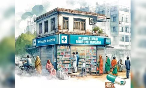 Mudhalvar Marunthagams (Chief Minister's Pharmacies) are subsidised medicine outlets that aim to help denizens cut out-of-pocket expenditure on healthcare (DT Next Illustration). 