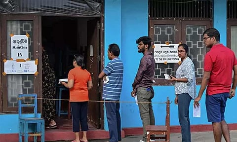 Visual of people casting their votes in Sri Lanka