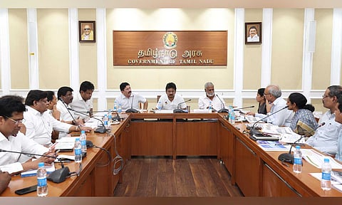 Dy CM Udhayanidhi Stalin on Friday conducted a review meeting with officials of various departments 
