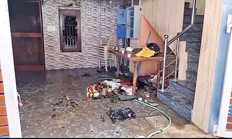 The room where fire erupted as petrol spilled over a lamp