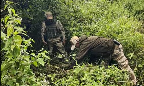 The security personnel during a search operation in Manipur (PTI)