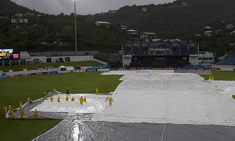 Rain disrupt the game between England and West Indies at Daren Sammy International Stadium (AP) 