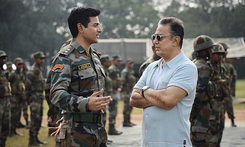 BTS still of Sivakarthikeyan with Kamal Haasan (Image/X)