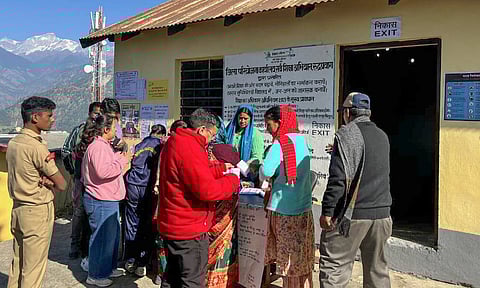 Visuals from the Rudraprayag polling station (PTI) 
