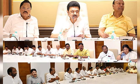  DMK Parliamentary party meeting chaired by Chief Minister and DMK president MK Stalin at party headquarters Anna Arivalayam
