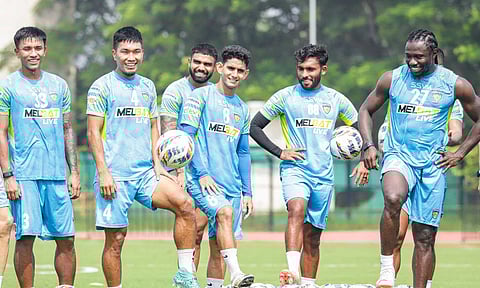 Chennaiyin FC players during training session 