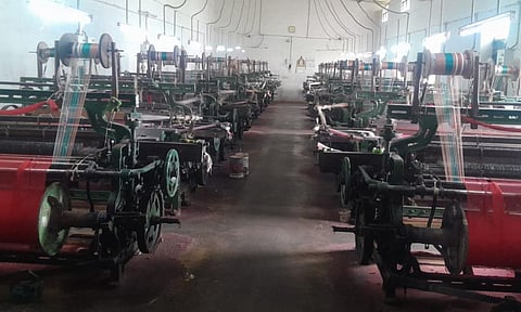 Production of sarees and dhotis under way in powerlooms in Erode 