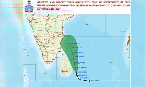  The cone of uncertainty is marked in green (X/IMD)