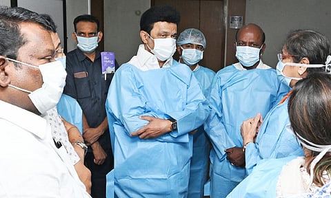 Chief Minister M K Stalin visited MIOT hospital and inquired with doctors about the health of EVKS Elangovan