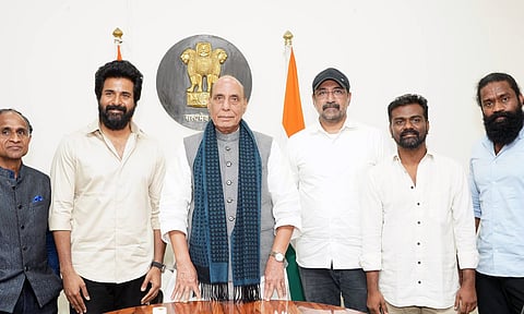 Team of Amaran with Union Defence Minister of India Rajnath Singh (Image/X)